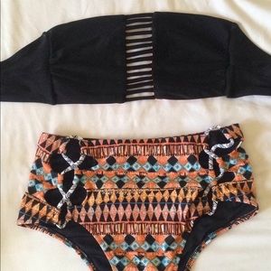 Black strapless bathing suit top